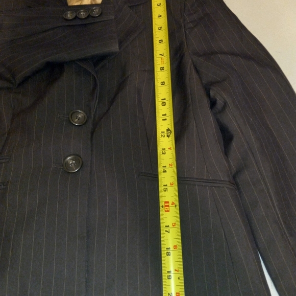 Kasper Blazer Suit Jacket Brown ,Strips Cropped Size 4P - Picture 7 of 9